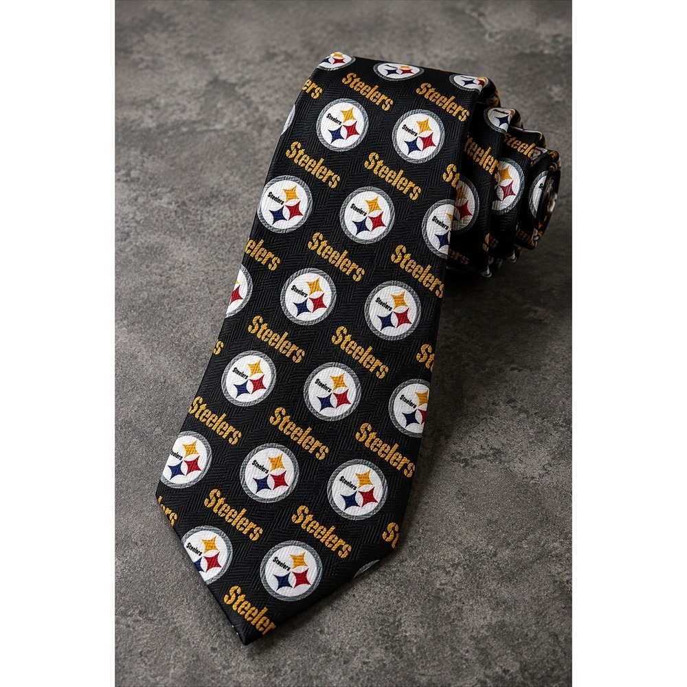 Pittsburgh Steelers Game Day Logo Silk Necktie NFL‎ Football Fan Office Tie